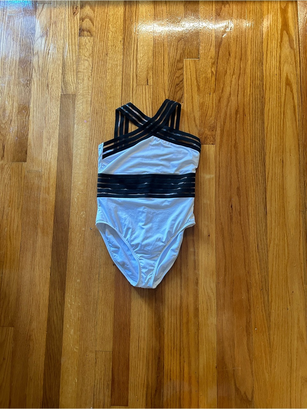 Kenneth Cole White One-Piece Swimsuit with Black Strappy Accents